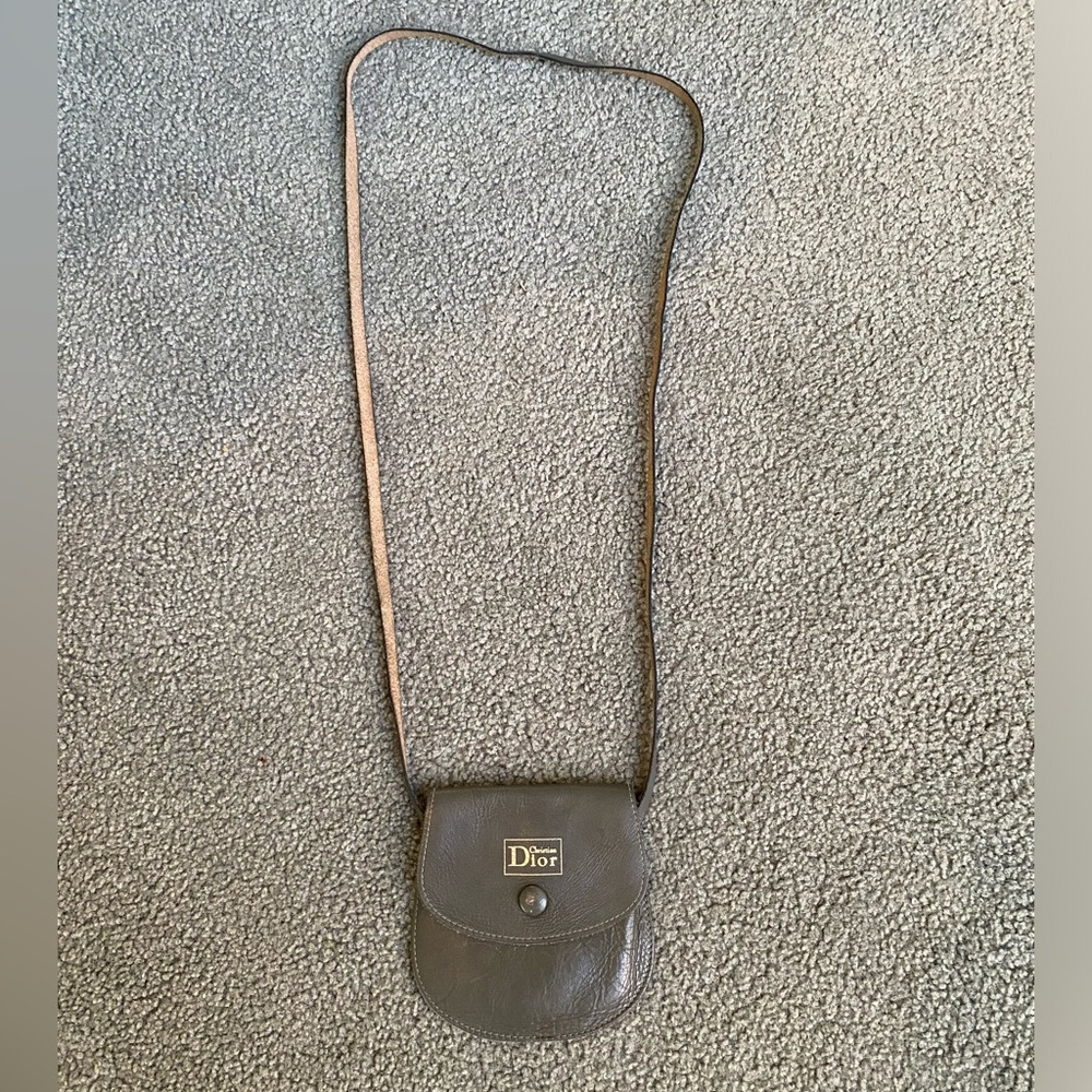 Vintage Dior Charcoal Calfskin Leather Crossbody Mini Bag